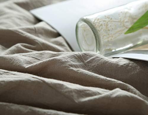 F.Y.Dreams 100% Washed Cotton Duvet Cover for Weighted Blanket 48x72 inches with 16 Ties, Zipper on Long Side/Khaki/Just Duvet Cover - Image 2
