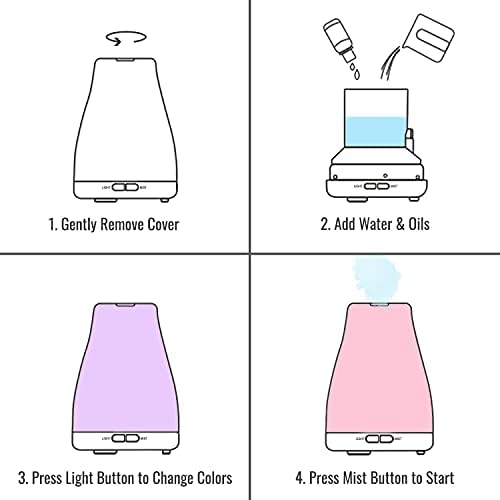HealthSmart Essential Oil Diffuser, Cool Mist Humidifier and Aromatherapy Diffuser with 150ML Tank Ideal for Small Rooms, Adjustable Timer and Mist Mode, White - Image 4