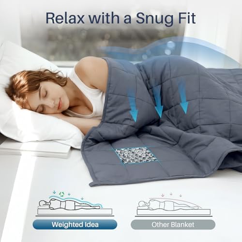 Weighted Idea Weighted Blanket for Adults (Dark Grey,48"x72",15lbs) Cooling Breathable Heavy Blanket with Premium Glass Beads All-Season Soft Thick Blanket - Image 2