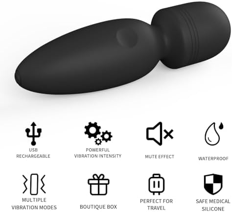 Fuwyiy Mini Massager Tools,Small Waterproof Cordless Handheld Massager with 10 Vibration Modes, Personal Handheld Massager for Back（Black） - Image 4