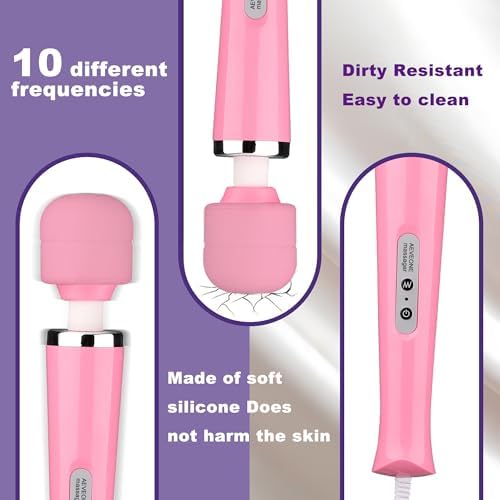 AEVEONE Wired Powerful Handheld Wand Massager, Strong Personal Vibration Massage for Sports Recovery, Back Muscle Aches, All Whole Body Pain (Pink) - Image 4