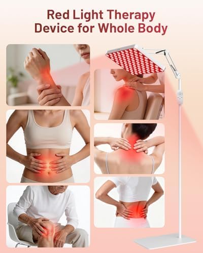SUXIO Red Light Therapy for Face & Body, 165 Red LED Therapy Lamp, Red Light Therapy Panel with Remote, Deep 660nm - 820nm Near Infrared Light Therapy for Body, White-01 - Image 4