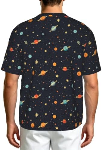Men's Scrub Top,V-Neck Spill Wrinkle Resistant,3 Pockets-Space Planets (1) - Image 2