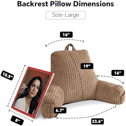 19" Back Support Pillow for Dorm Room Essentials,Khaki Corduroy,Large - Image 5