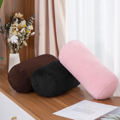 1 MIDDLE ONE Round Cylinder Bolster Pillow with Removable Velvet Cover, Tube Roll Cervical Pillow for Head, Neck, Back and Legs Support, 13" x 6", Brown - Image 6