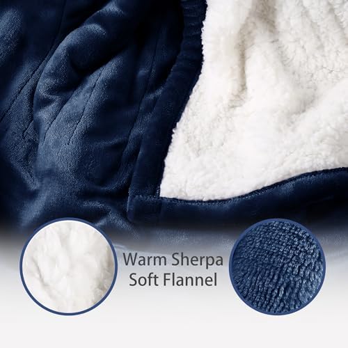 ESTINGO Heated Blanket Electric Blanket Full Size, Heating Blanket with 1-10 Hours Adjustable Timer & 6 Heating Levels, Heated Throw Blanket with Full Body Soft Sherpa, 72"x84", Navy Blue - Image 4