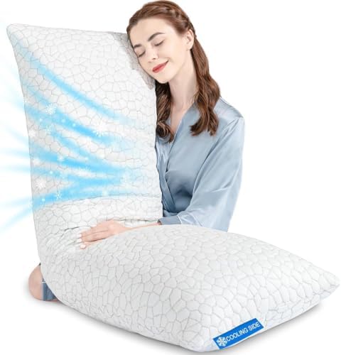 SUPA MODERN Cooling Bed Pillows for Sleeping 1 Pack Shredded Memory Foam Pillows Adjustable Cool Pillow for Side Back Stomach Sleepers Luxury Gel Pillows Body Pillow with Washable Removable Cover by SUPAMODERN