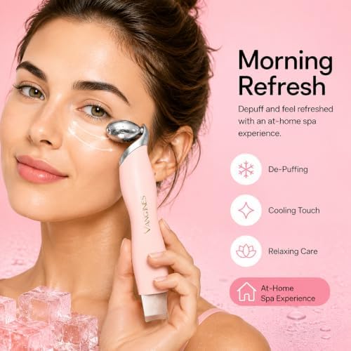 Ice Roller for Face & Eyes, Cooling Facial Roller with Blackhead Remover & 2 Silicone Brushes, Stainless Steel Face Roller for Puffiness, Pores & Deep Cleansing (Pink) - Image 2