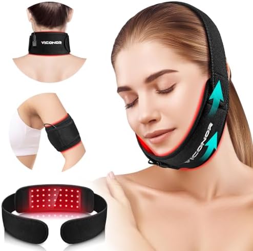 Viconor Red Light Therapy for Neck, Near Infrared Light Therapy Belt Wearable Infrared Neck Wrap with Timer Infrared Belt for Chin Firming V Face Lifting Mask Body Neck Hand Wrist Legs Unisex Gift by Viconor