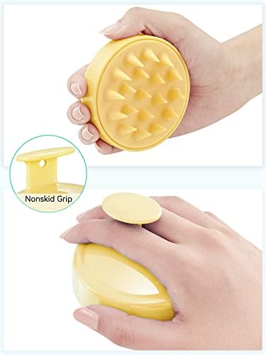 HEETA Scalp Massager with Soft Silicone Bristles - Promotes Hair Growth, Exfoliates Scalp, Removes Dandruff, and Enhances Shampoo Cleansing, Yellow - Image 2
