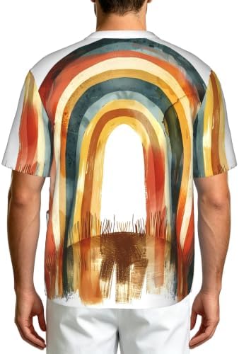 Men's Scrub Top,V-Neck Spill Wrinkle Resistant,3 Pockets-Boho Rainbow (1) - Image 2