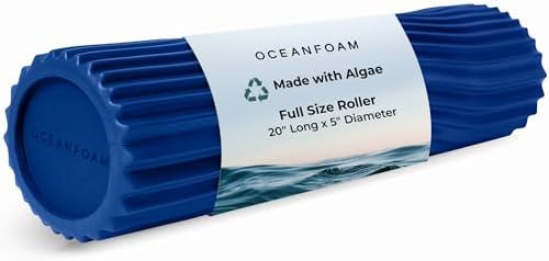 Oceanfoam Tidal Roller - Royal Blue - Muscle Massage Foam Roller for Back Pain & Stretching - Firm and Ergonomic Wide Wave Textured - Yoga, Athletics, & Wellness - Full Size, 20" x 5" by Oceanfoam