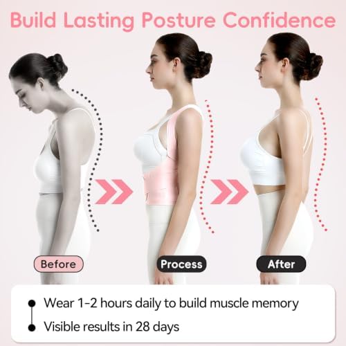 babaka Posture Corrector for Women, Invisible Lightweight Adjustable Back Brace for Upper and Lower Back Pain Relief, Hunchback, Hump, Scoliosis, Thoracic, Spine Corrector Under Clothes (Pink, Small, Waist: 25''-30'') - Image 3