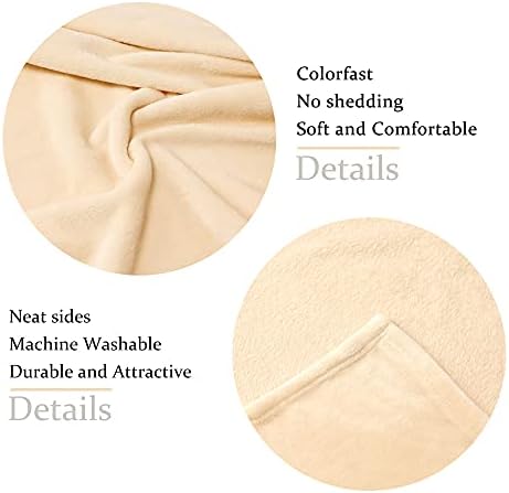 NANPIPER Fleece Blankets, Super Soft Flannel Queen Size Blanket for Bed, Luxury Cozy Microfiber Plush Fuzzy Blanket,Beige - Image 2