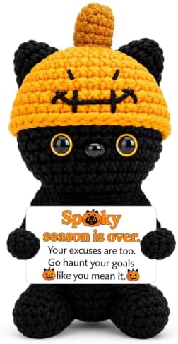 Halloween Black Cat Gifts Positive Crochet Cat Halloween Decor Funny Gift by Unknown