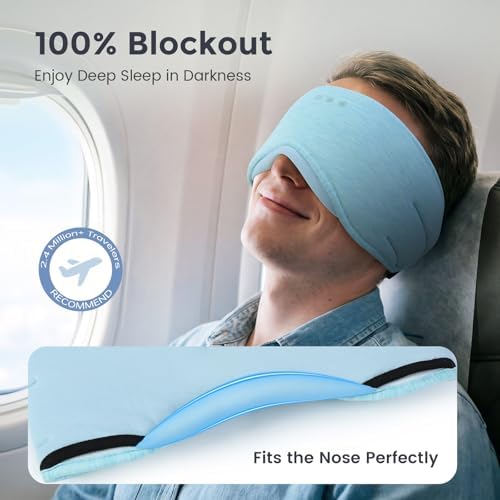 Sleep Headphones with Bluetooth 5.4 Sleep Mask, Bamboo Cotton Music Wireless Bluetooth Eye Mask for Sleeping, Earphones HD Speaker Microphone for Travel - Image 2