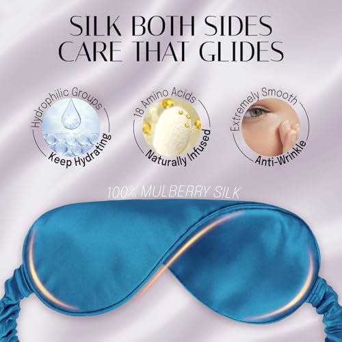 Silk Sleep Mask Eye Mask Blindfold with Double Layer Silk Filling and Elastic Strap for Full Night's Sleep, Travel and Nap, Eye Cover Eyeshade with Luxury Bag and Ear Plugs by OLESILK (Royal Blue) - Image 5
