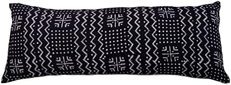 Trade Star Designer Body Pillow Cover 14x36 100% Cotton Throw Pilllow Cover Handmade Large Mudcloth Pillow Case Decorative Boho Style Cover for Farmhouse Inches (Black, Alma) by TradeStar