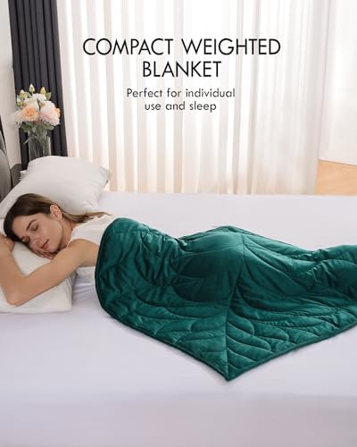 Kaisa Weighted Lap Blanket for Adults, 5 lbs 41" x 53", Leaf Pattern, Green - Image 3