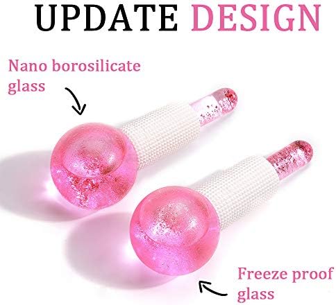 Facial Ice beauty ball- 2PC Globes Pink Facial Roller for Cold or Hot Skin Massagers Globe Durable Quartz Glass for Face and Eye Rollers Reduce Puffiness - Image 4