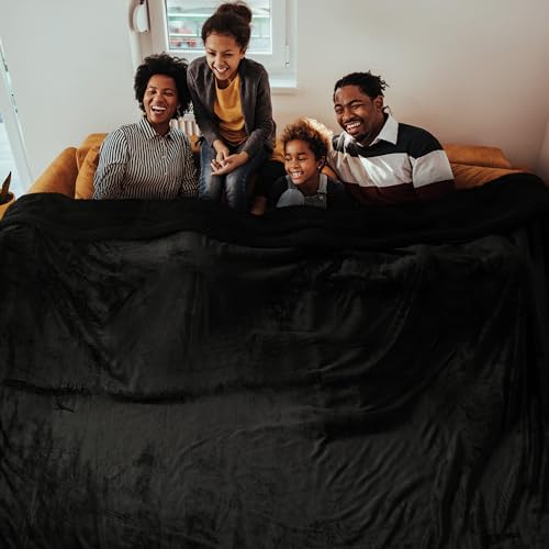 Bedsure GentleSoft Sherpa Fleece Oversized Cal King Blankets for Bed - Thick and Warm Throw for Women and Men, Soft Fuzzy Plush Large Blanket for Winter, Non-Heated, Black, 112x98 Inches - Image 2