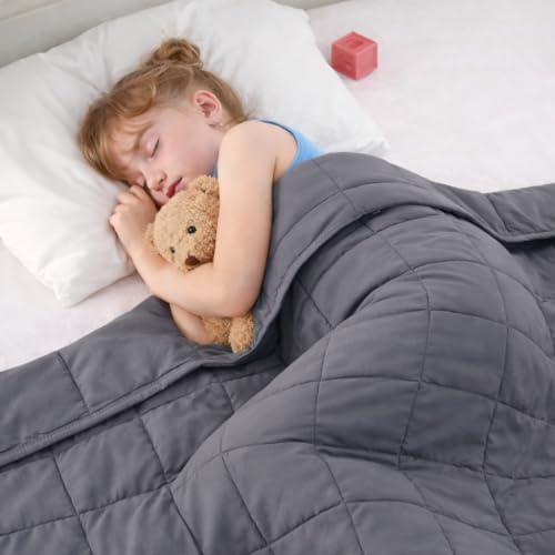 Weighted Blanket 5lbs, 36"x48", Cooling Heavy Throw Blanket for 40-60lbs, Microfiber Soft Big Blankets Weighted Comforter, Grey by BETU