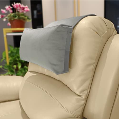 Non-Slip Head Pillow for Recliners - Neck Support Cushion with Velvet Cover for Pain Relief at Home, Office and Travel (Light Gray) by AmazeCov