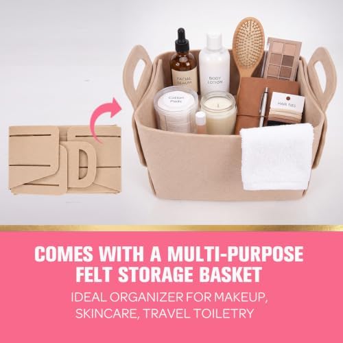 Gifts for Women, 6pc Rose Felt Storage Spa Gift Baskets for Women - Image 7