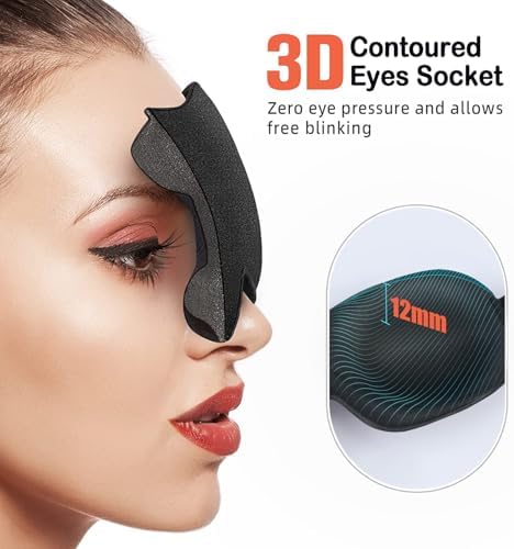 Sleep Mask Invisible Alar Deep Orbit 3D Eye Mask Ultra Lightweight & Comfortable Sleeping Mask for Travel, Nap, Shift Works XL Black - Image 7
