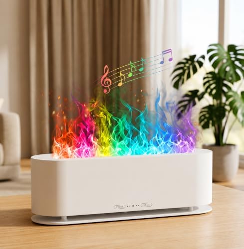 Upgraded Flame Fire Diffuser Humidifier, 7 Colors Changing Oil Diffuser, Ultra-Quiet Aroma Essential Oils Aromatherapy Diffusers for Large Room, Bedroom, Office(200ml Auto Off,Timeable,12Hrs) by Eiifiter