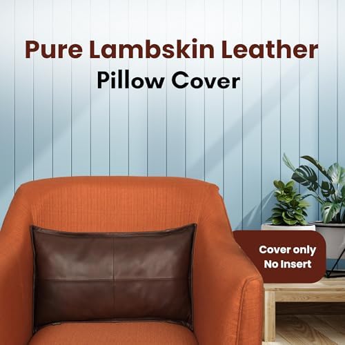 LL LEATHER LOVERS 100% Lambskin Leather Pillow Cover - Sofa Cushion Case - Decorative Throw Covers for Living Room & Bedroom, Brown Antique Box Pack of 2-16X24 Inch - Image 2