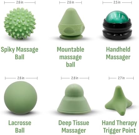 Physical Therapy Pain Relief Massage Ball Set for Trigger Point Release - Myofascial Release Tool & Deep Tissue Massage Set of 6 Pieces - Lacrosse, Spiky, Hand Roller & Mountable Self Massage Ball - Image 7