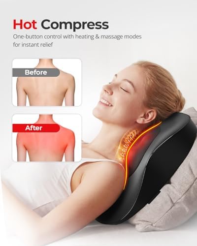 Electric Neck Massager Pillow, Ultra-Quiet Corded Neck and Shoulder Massager with Heat, Portable 3D Kneading for Shoulder, Leg & Calf Muscle Pain Relief, Relaxing Gift for Men & Women - Image 4