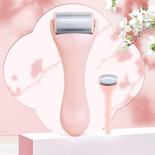 Ice Roller for Face and Eye 2 Pcs,Face Roller Skin Care for Puffiness,Migraine,Pain Relief,Eye Roller For Puffy Eyes Dark Circles,Stainless Steel Facial Roller (Pink) - Image 6
