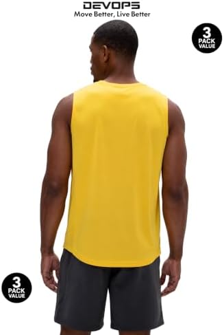 DEVOPS 3 Pack Sleeveless Men's Muscle Shirts Dry Fit Tank Top Gym - Image 3