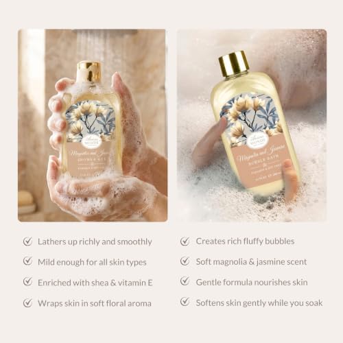 Gift Basket for Women, 8pcs Magnolia & Jasmine Spa Gift Baskets for Women - Image 4
