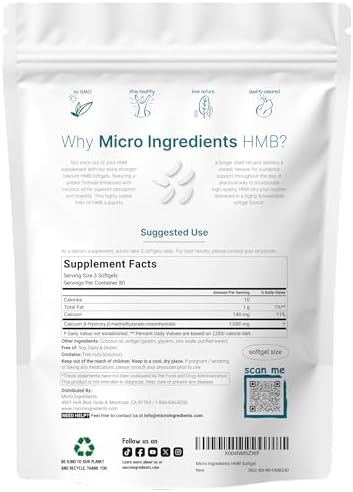 HMB 1,000mg | 240 Softgels with Coconut Oil | Highly Bioavailable | HMB Supplements for Men & Women | Calcium Beta-Hydroxy Beta-Methylbutyrate | Supports Lean Muscle Mass & Muscle Recovery - Image 2