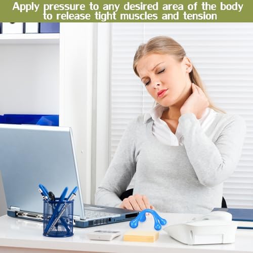 Liliful 9Pcs Palm Massage Tool Handheld 4 Point Deep Tissue Massager, Blue - Image 4