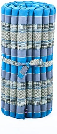 Leewadee - Foldable Floor Mattress - Japanese Roll Up Futon -Trifold Tatami Mat- Guest Floor Bed - Camping Mattress - Thai Massage Mat, Kapok Filled, 75 x 28 inches, Light Blue - Image 5