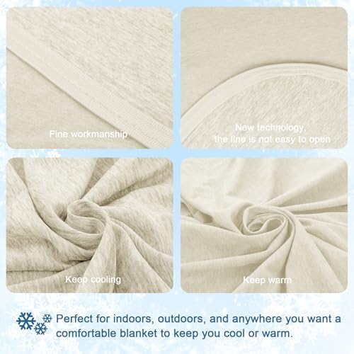 CHOSHOME Cooling Blanket for Hot Sleepers Lightweight Summer Cold Thin Blankets for Sleeping, Hot Flashes Night Sweats, Soft Blanket for Bed, Twin Size, Beige - Image 5