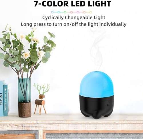 SEEDSEEL 150ML Cordless Essential Oil Diffuser, Built-in 6000mAH Rechargeable Battery, 7 Hours Run Time, 7 Colors LED Light, Portable Aromatherapy Diffuser for Home, Outdoor, Travel - Image 7