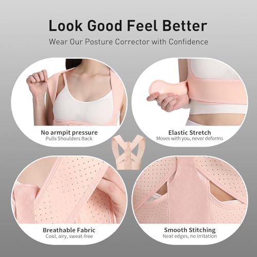 Posture Corrector for Women Back Brace Shoulder Straightener Pink, L/2XL - Image 3