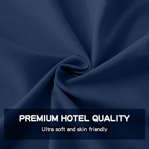 FreshCulture Full Flat Sheet - Hotel Quality Full Flat Sheet Only - Brushed Microfiber Top Sheet - Ultra Soft & Breathable - Wrinkle-Free - Easy Care - Single Flat Sheet (Full, Navy Blue) - Image 3