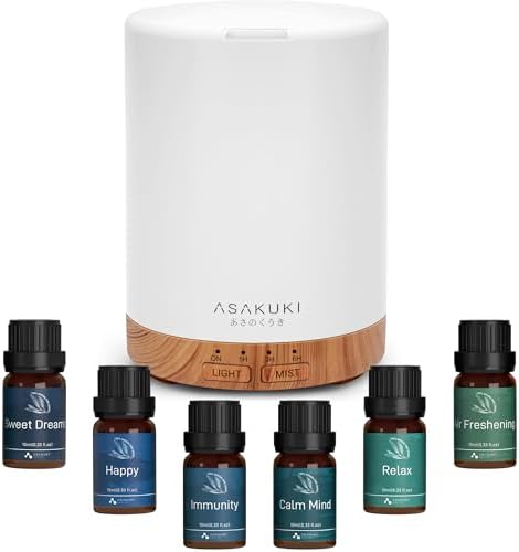 ASAKUKI Essential Oil Diffuser for Home with 6 Essential Oil Sets by ASAKUKI