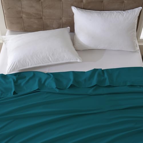 ZPECC Queen Flat Sheet Only 1 Pack, Durable Teal Top Bed Sheets Hypoallergenic Soft Brushed Microfiber Color-Coded Label, 90"x102" - Image 7