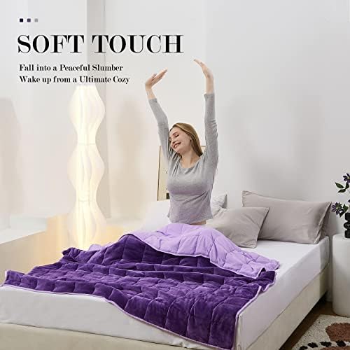 Satwip Purple Weighted Blanket 15 Pounds, Fuzzy Warm Flannel Throw Blanket with Soft Breathable Sanded, 48 x 72 inches, Purple - Image 2