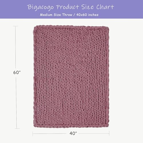 Bigacogo Chunky Knit Throw Blanket for Couch, 40x60 inches, Burnt Rose - Image 2