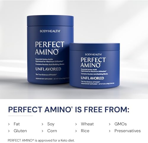 BodyHealth PerfectAmino - BCAA and EAA Powder for Pre and Post Workout - Amino Acid Energy Drink for Men and Women to Support Lean Muscle and Recovery - Unflavored (Lightly Sweetened) - 60 Servings - Image 5
