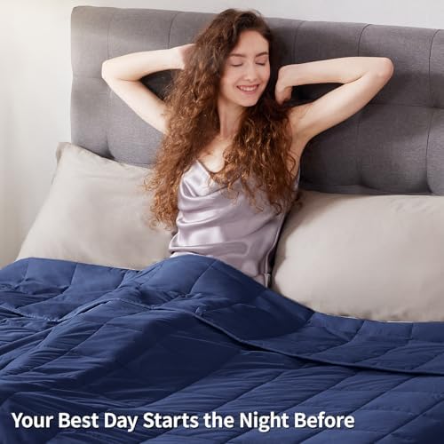 Weighted Blanket Queen/King Size (80"x87" 20lbs),Ultra Soft and Cozy Cooling Weighted Blanket for Adult,Heavy Blanket with Machine Washable Soft Blanket, Blue - Image 7