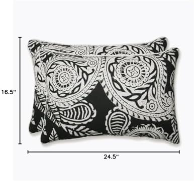 Pillow Perfect Paisley Indoor/Outdoor Accent Throw Pillow, Plush Fill, Weather, and Fade Resistant, Large Lumbar - 16.5" x 24.5", Black/Ivory Addie, 2 Count - Image 5